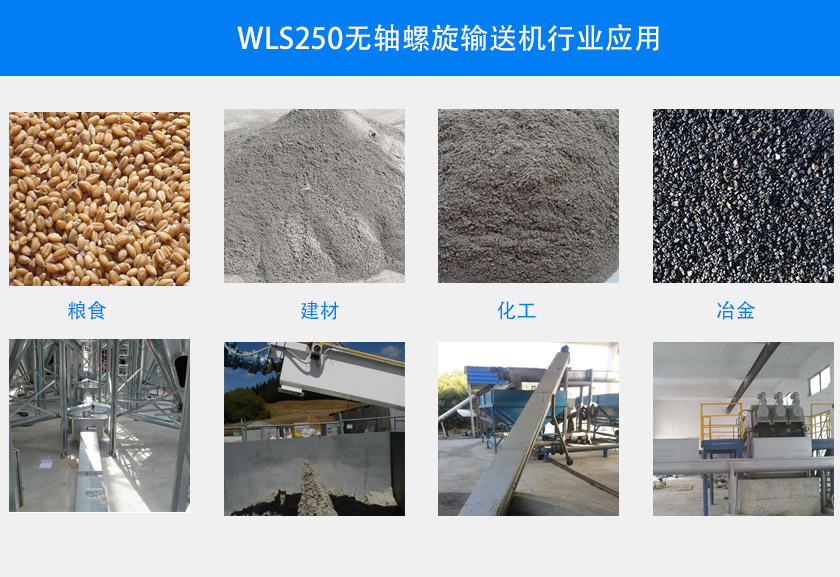 WLS250無軸（zhóu）螺旋輸送機行業應用