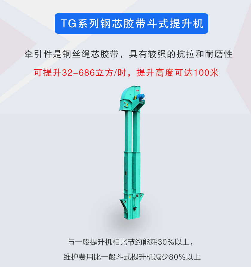TG係列鋼芯膠帶鬥式提升機介紹