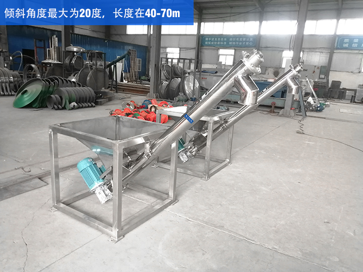 GX型絞龍輸送（sòng）機傾斜角度為20度，長度在40-70m